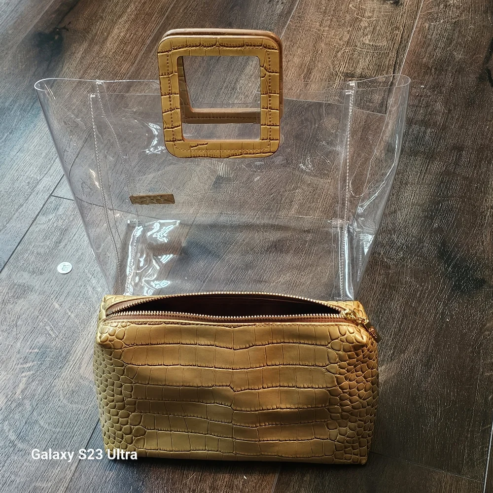 STAUD Shirley Clear Purse with Inner Clutch Faux Crocodile Print - Picture 12 of 12
